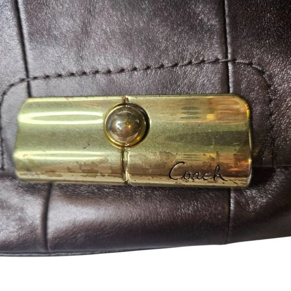 Coach Ashley Crimson metallic leather crossbody bag.